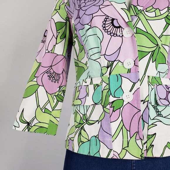 Anne Taylor Flower Print Cotton Blazer Size XS - Picture 3 of 8